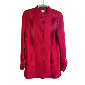 Venario Red Wool Knee Length Coat